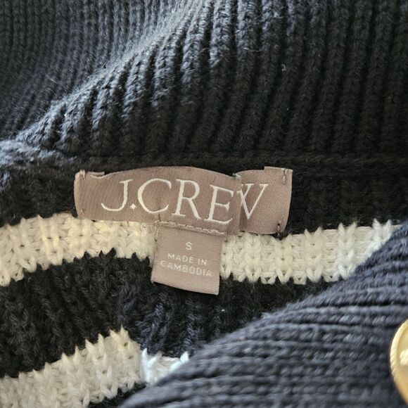 J.Crew Striped Sailor Sweater Gold Buttons Cotton Knit Size S - Picture 4 of 6